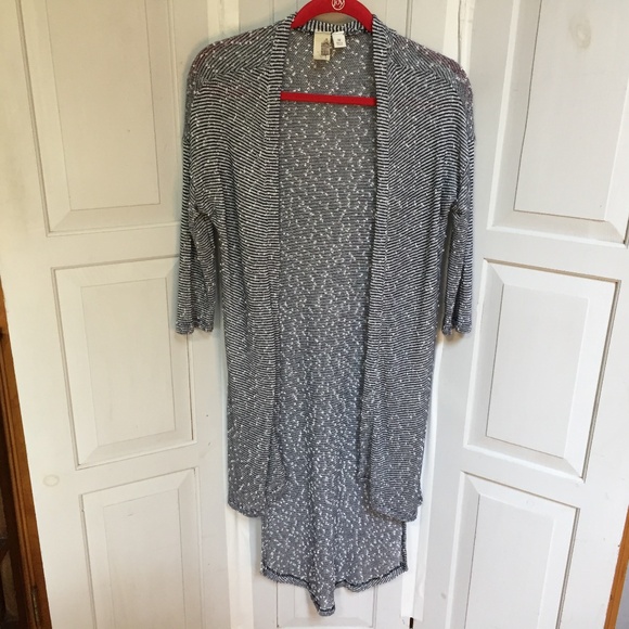 Francesca's Bird Cage Black and White Striped Cardigan - Picture 1 of 15